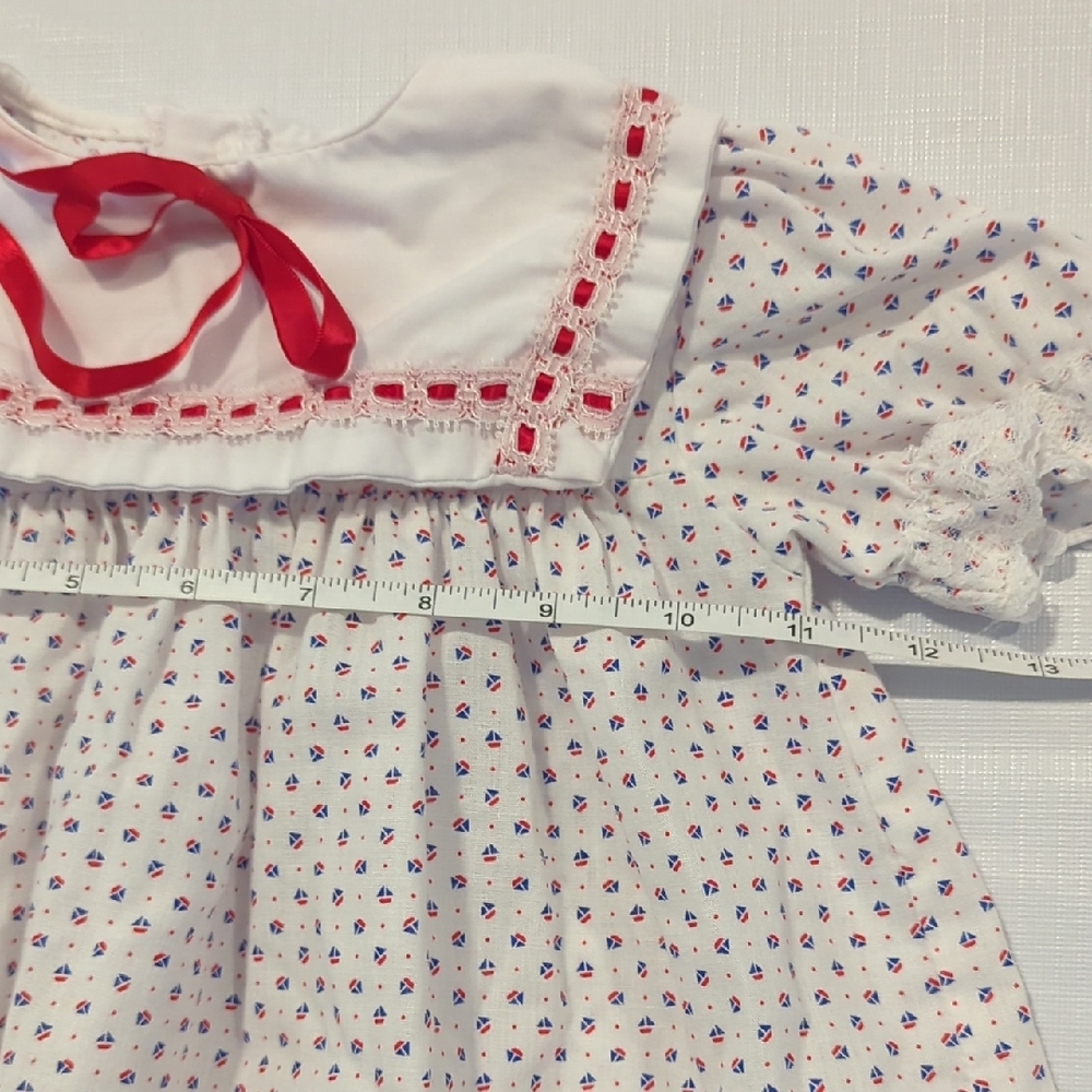 Vintage Carter's Nautical Dress with Red Bow and Sailboat Pattern size‎ 12-18M - Picture 9 of 10